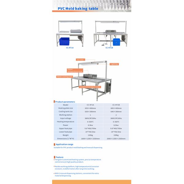 CE Approved PVC Baking Machine Manual PVC Mould Baking Table With 2 Dispensing Stations