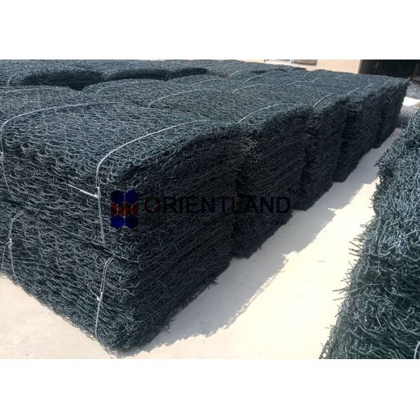 Dark Green Pvc Coated Hexagonal 2.7mm Mesh Gabion Baskets For Retaining Walls