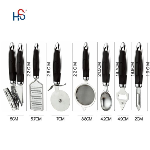 Home Kitchen ABS Handle Stainless Steel 430 Wooden Utensil Set Kitchen Ware Gadget Set