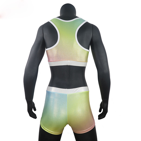 Cheap Sublimated Printing Metallic Cheer Dance Clothes With Rhinestones Lycra Fabric for sale