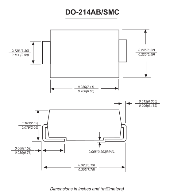 94V-0 High Voltage Rectifier Diode With JEDEC DO-214AB Molded Plastic Body