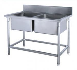 Best Commercial Kirchen Stainless Steel Inlet And Outlet Bench  With Double Sink  Bowl  Assembling Sink Table wholesale