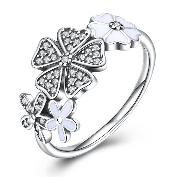 Cheap Rose Ring Sterling Silver Rose Flower Heart Ring Adjustable Open Ring Love Jewelry Bands Promise Ring Gift For Women for sale