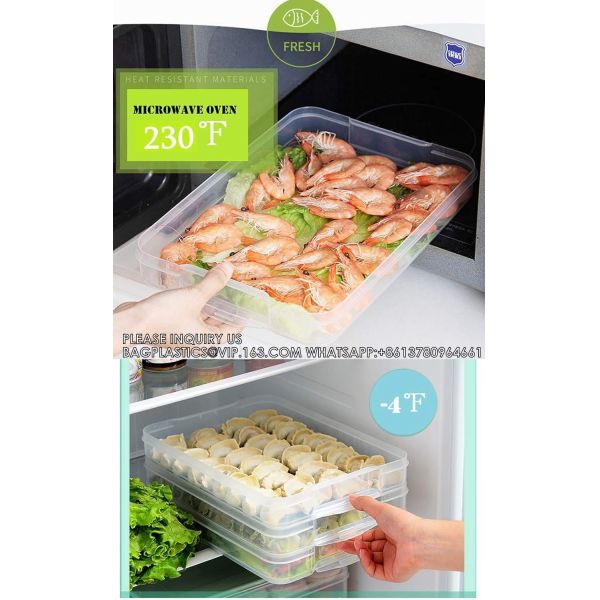 Refrigerator Organizer Bin, Plastic Food Storage Containers With Lid, Stackable Food Organizer Keeper