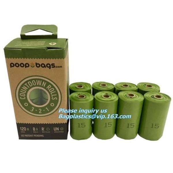 Disposable PE dog poop bag with printing, Pet Compostable disposable biodegradable plastic garbage bag