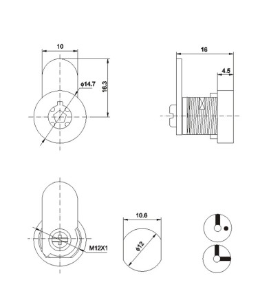 Hexangular Cylinder Small Tubular key Cam Locks