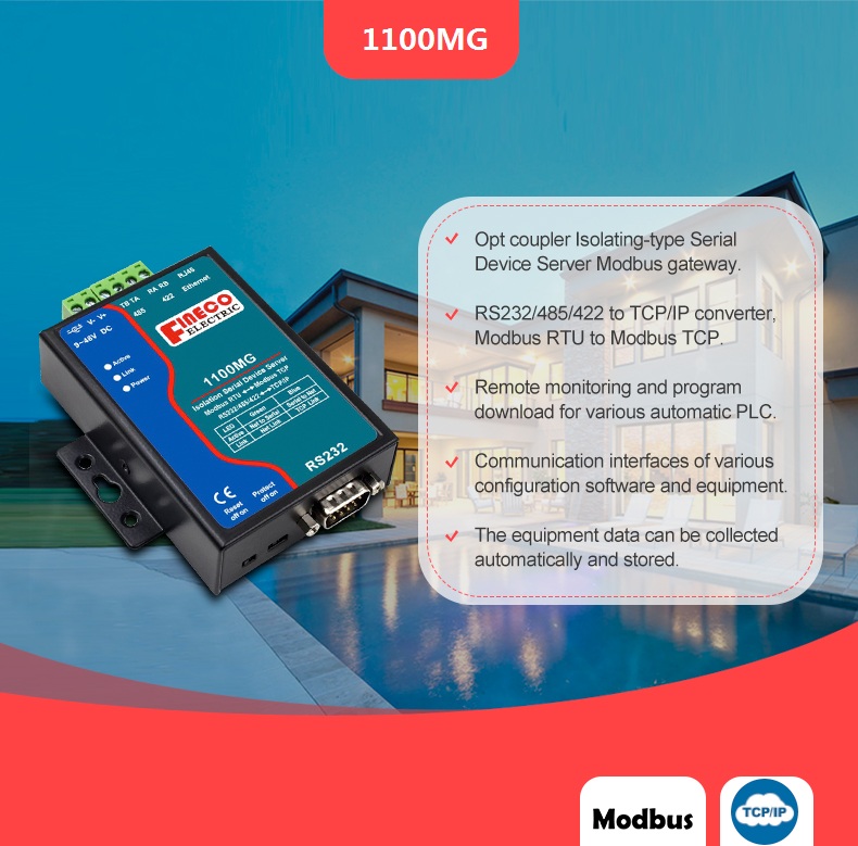 Convertation Type1 Ethernet to RS 485 Communication with Ethernet RS485 Converter