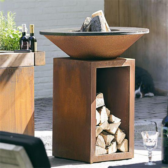 Cheap Customization Corten Steel Bbq Grill Garden Barbecue Charcoal Grill High Durability for sale