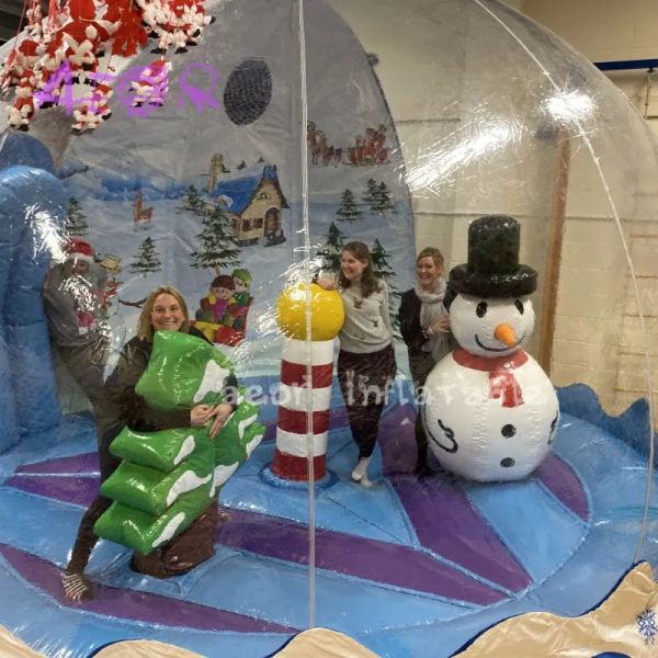 Customized Pvc Snow Globe Inflatable Bounce House Attractive Christmas Clear Giant Inflatable Snow Globe