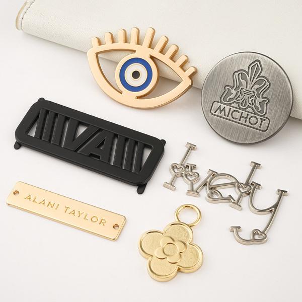Metal Bag Label Custom Logo Metal Plates For Bags Design Gold Hanging Tag Circle