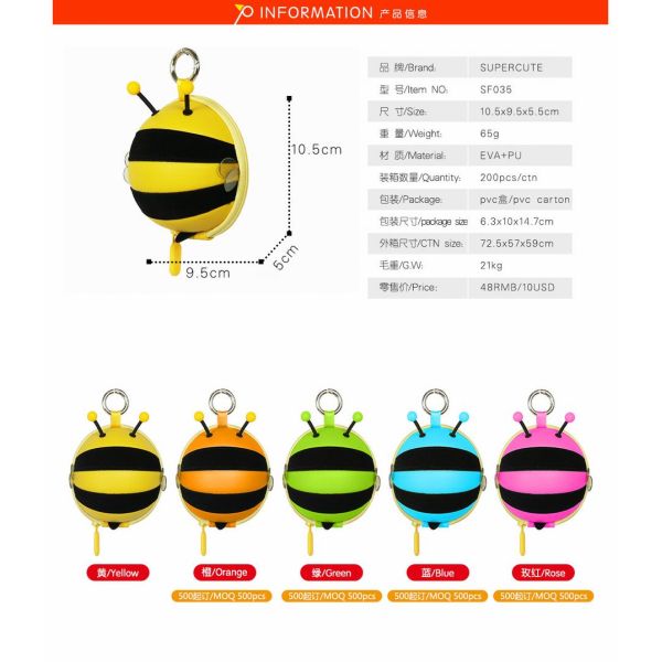 Supercute Customizable Zipper Wallet 3D Eva Bee Mini Coin Purse Keychain