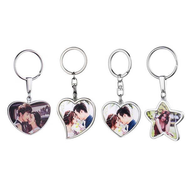 Promotional Blank Metal Keychain Double Sided Sublimation Heart Keychain Custom Keychains For Business
