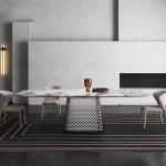 Voguish Ceramic Marble Top Dining Table 10 Seat Width Elegant