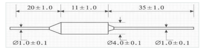Circuit Board Thermal Cut Off Fuse 250 Volt Axial Type BF-I Series Cylindrical Shaped