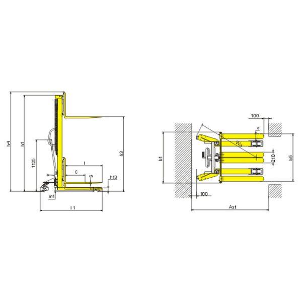 Flexible Manual Hydraulic Stacker , Manual Stacker Pallet Truck 1235mm ​Turning Radius