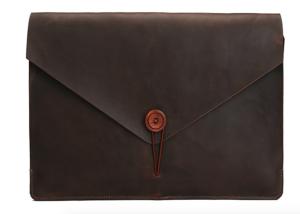 A4 Size Brown Envelope Style Laptop Sleeve Genuine Documents Leather Laptop Envelope Sleeve