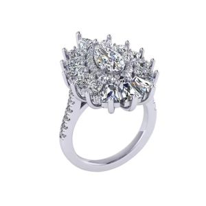 Buy cheap 1.5ct 49pcs Classic Halo Diamond Engagement Ring White Gold Color Plated ODM from wholesalers