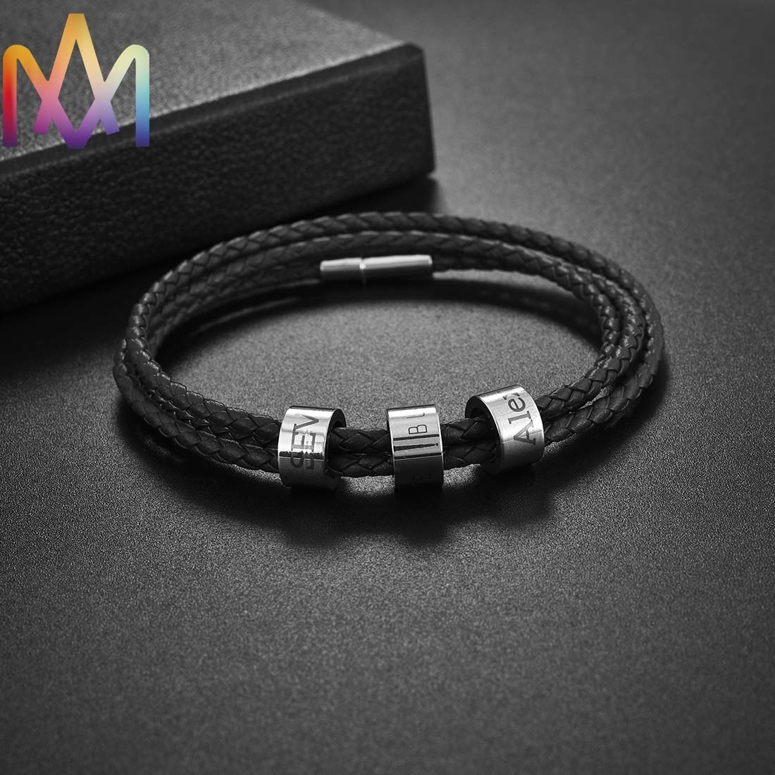 fadeless 19cm 21cm Mens Leather Beaded Bracelets