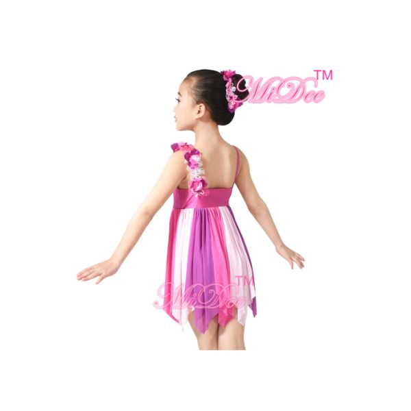 Girls Modern Dance Costumes Camisole Asymmetrical Floral Lyrical Dress