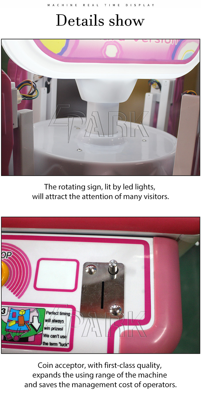 Coin Operated Kids Amusement Redemption Game Machine / Sweet Land 4 Push Candy Claw Crane Machine