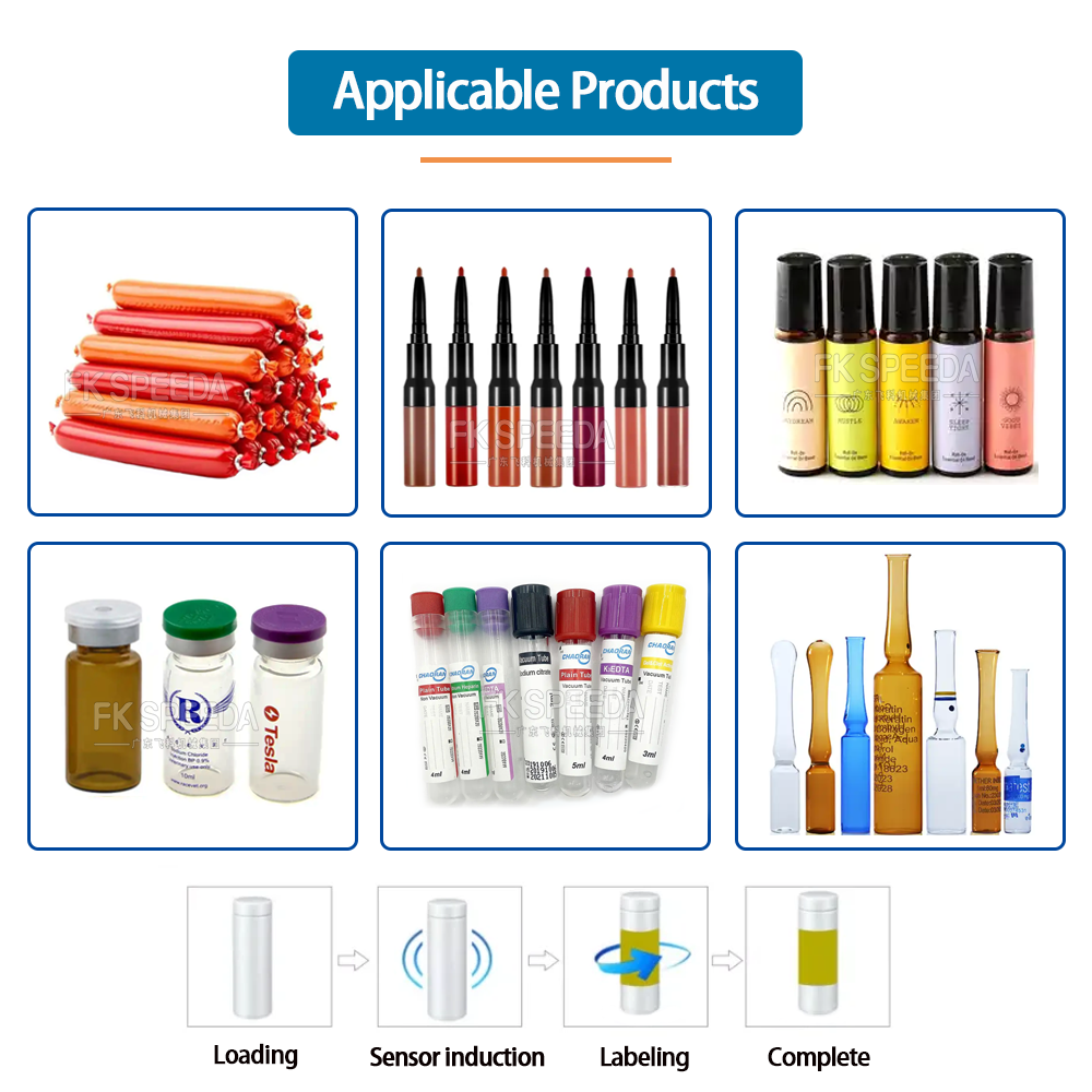 FK807 Automatic Ampoule Vial Labeling Machine for 3ml 5ml 10ml Syrup Blood Test Tubes