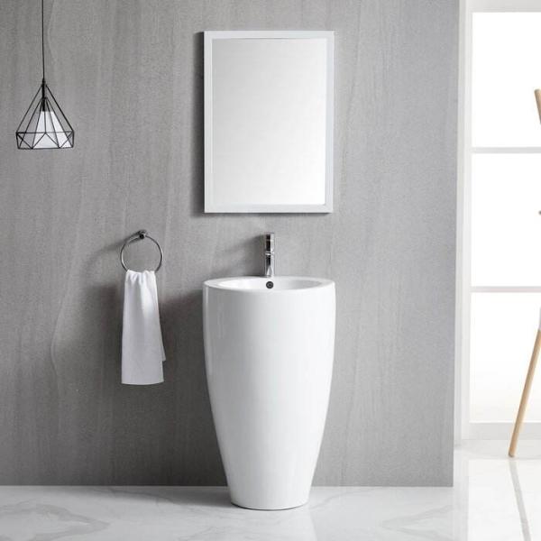 Cheap Ceramic Bathroom Sanitary Ware Pedestal Basin Cylindrical Freestanding Sink for sale