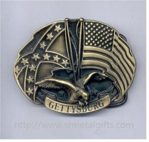 Best Vintage antique brass oval American flag and eagle emblem belt buckle for 40mm men belt, wholesale