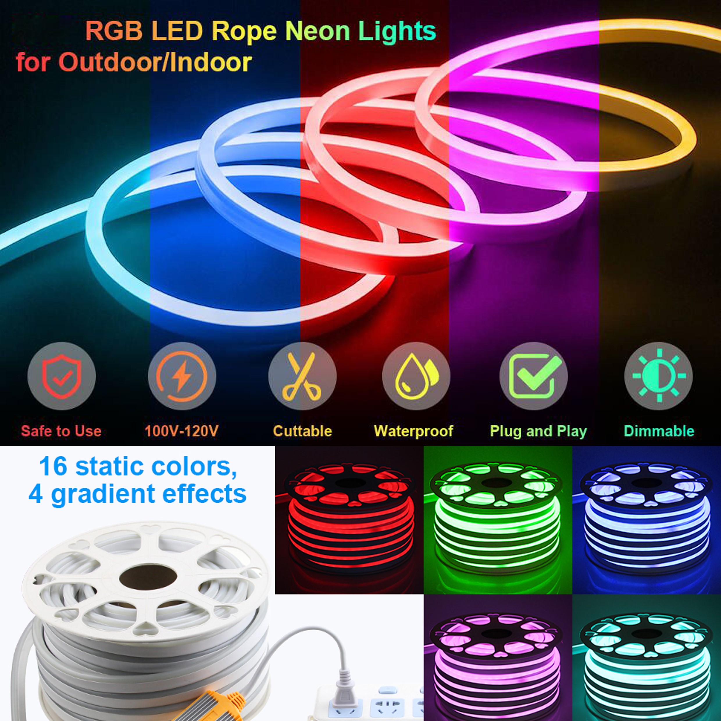 120leds Dimmable LED Strip 6000K Dimmable Led Rope Lights With Remote