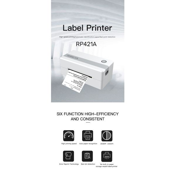 Intelligent RP421A Shipping Label Printer Easy Maintenance Parcel Label Printer