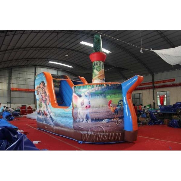 Ship Style Inflatable Dry Slide , Waterproof PVC Large Blow Up Slide