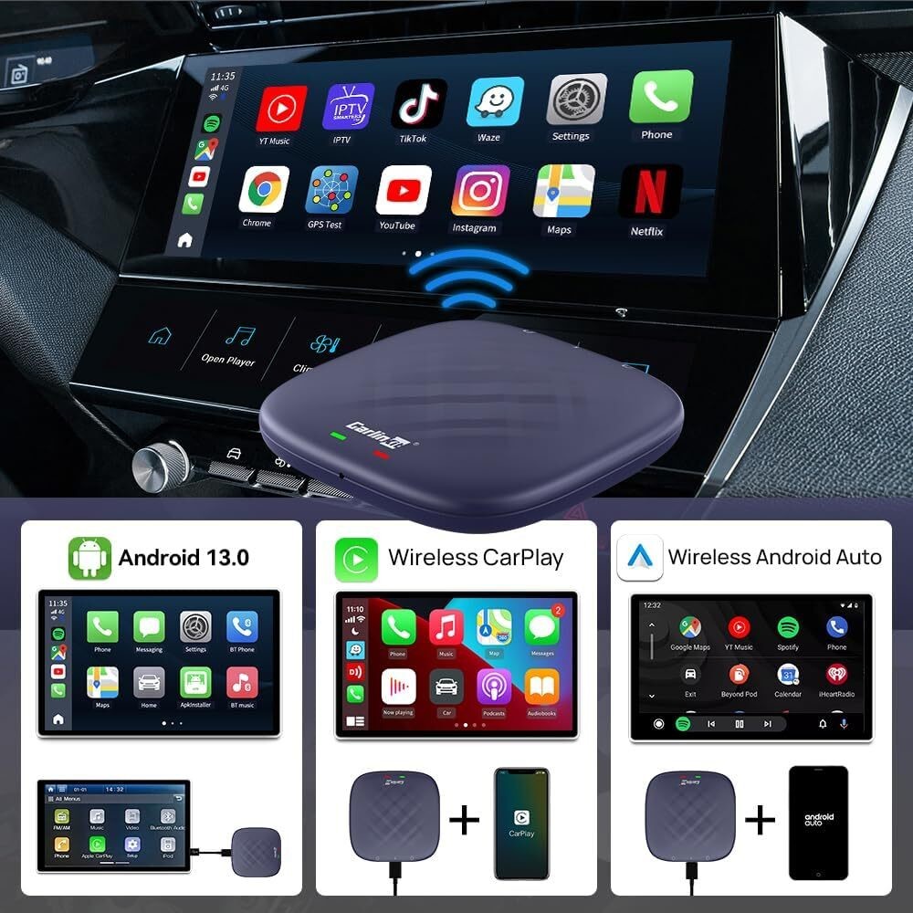 Tbox S Model 8G + 128G Wireless Adapter Carplay Ai Box Android 13 System Car Play TV Box 1080p Carplay Android Auto