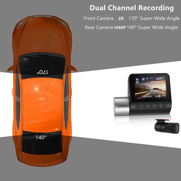 2 Inch 4K GPS Dash Cam Auto Driving Recorder Car DVR Rear View
