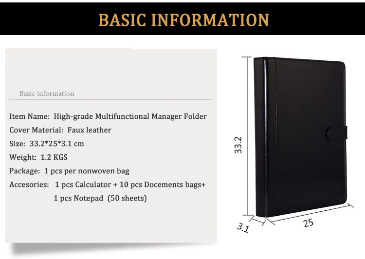 Business Gift A4 size high-grade multifunctional manager folder