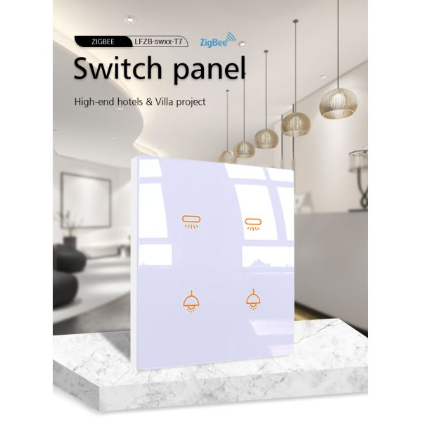 Glass Panel Zigbee Wireless Switch Tuya App White / Grey / Champagne Color