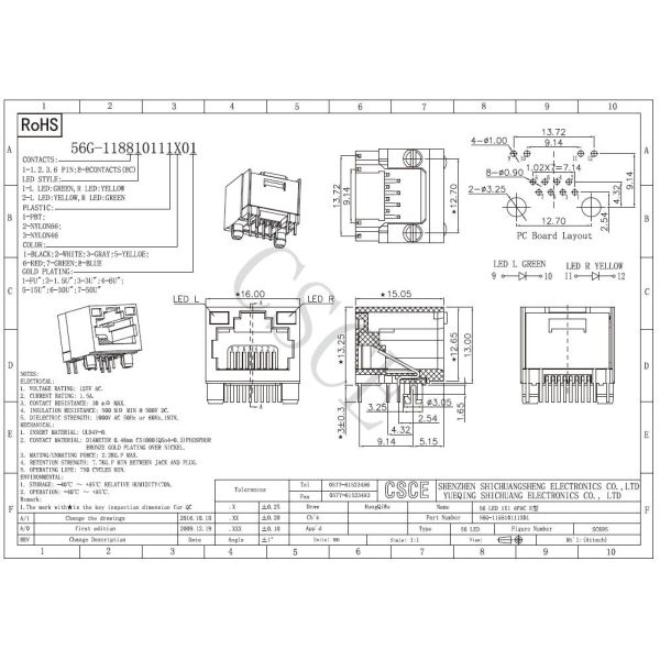 Round Pin RJ45 Modular Jack Unshielded Insulation Resistance 500 MΩ MIN