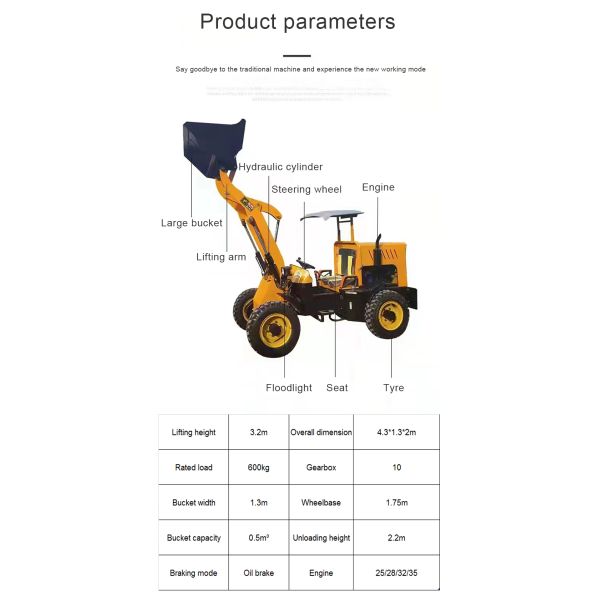 800kg Front Loader Tractor Compact Light Loader with Customizable Performance