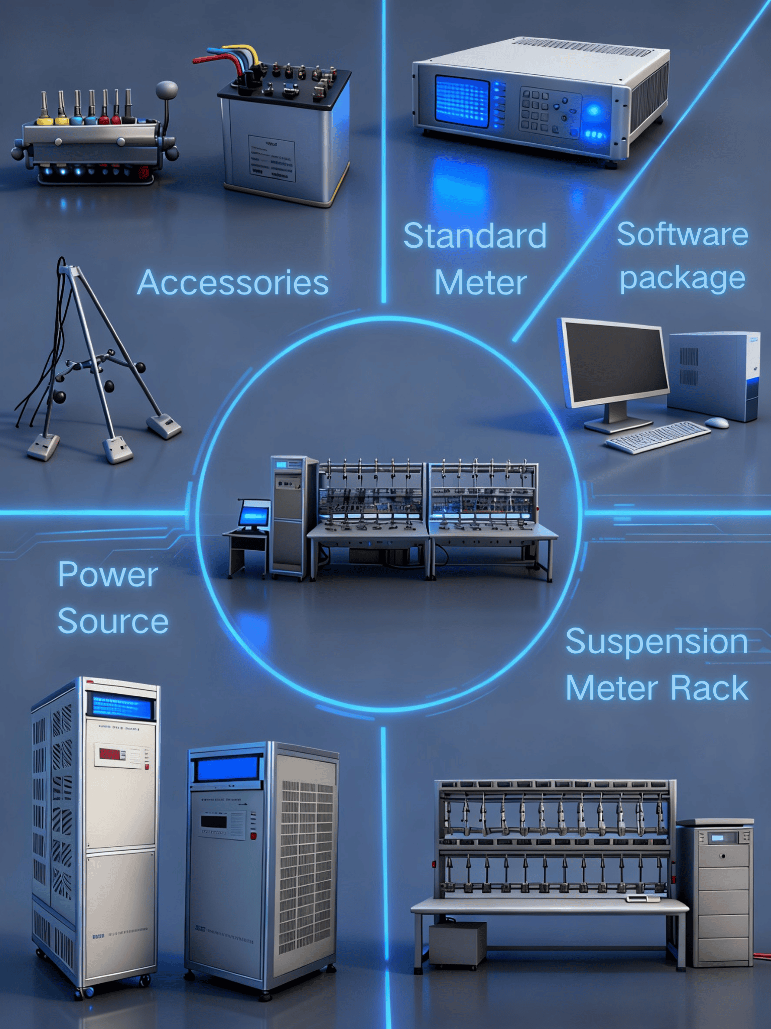 Three-Phase Meter Test Bench with Automatic Calibration