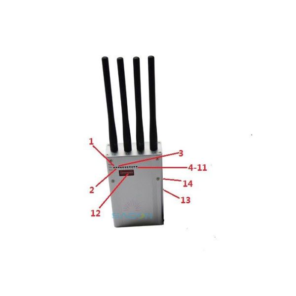 6.5w High Power Cell Phone GPS Jammer 4 Antennas DC12v For Banks / Churches