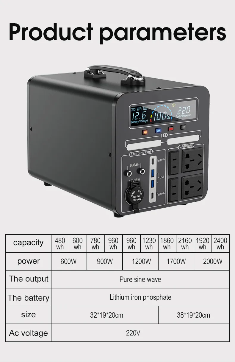 600W Portable Generator Kit Off Grid Hybrid Solar Panel Power Station