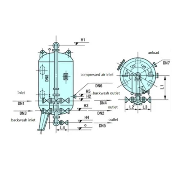 Automatic Granular Activated Carbon Filter Tank High Level Flow Area Heavy