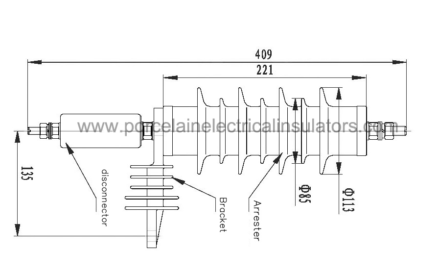 15KV MOA surge arrester drawing