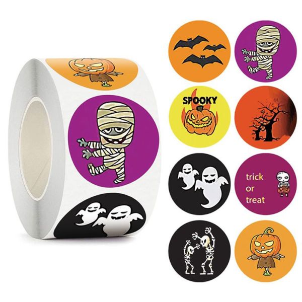 1Inch Removable Cute Holiday Round PVC Label Sticker Decals Roll