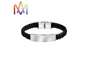 Best 13g Plait Grain Braided Leather Bracelet Engraved wholesale