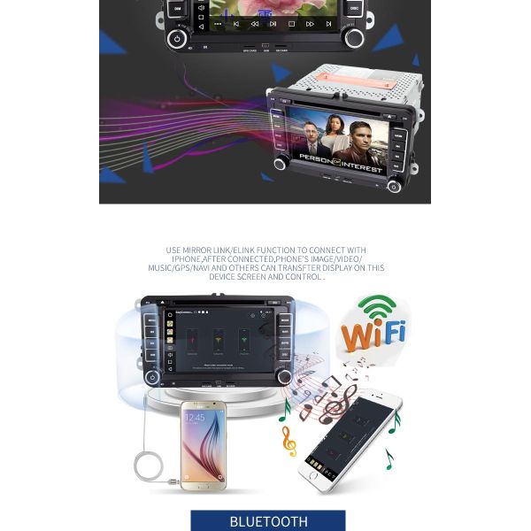 7 Inch Touch Screen Volkswagen DVD Player Android 8.1 Car With Wifi BT GPS AUX