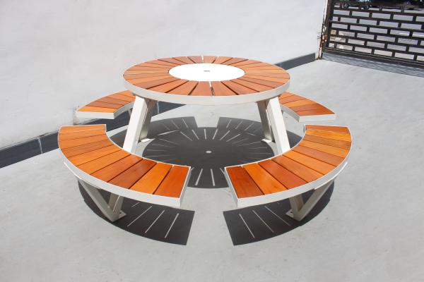 Cheap Commercial School Wood Outdoor Picnic Tables With Umbrella Hole for sale