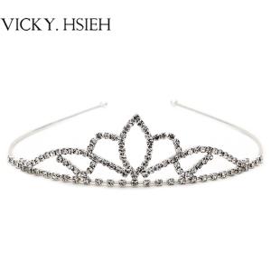 China VICKY.HSIEH Luxurious Silver Tone Bridal Wedding Crystal Rhinestone Bride Crown on sale
