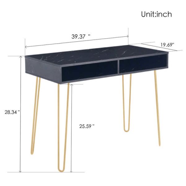 31.5inches Height Marble MDF Top Console End Table / Thin Long Side Table
