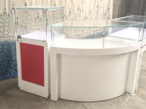Best 1350mm Lighted Glass Jewelry Showcase Round Corner Design With Locking wholesale