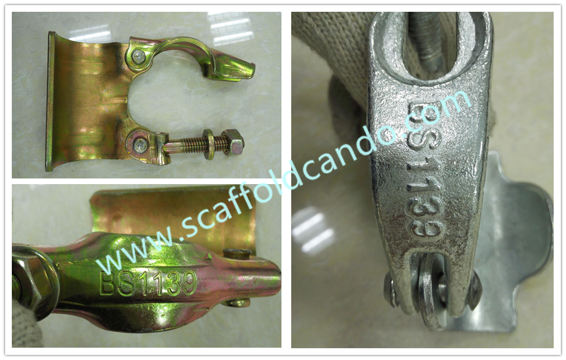 British pressed putlog coupler, drop forged single clamp 48.3mm size, electro galvanized finish for constructions
