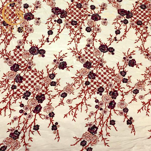 Cheap Beaded Handmade 3D Embroidery Lace Fabric 1 Yard Length for sale